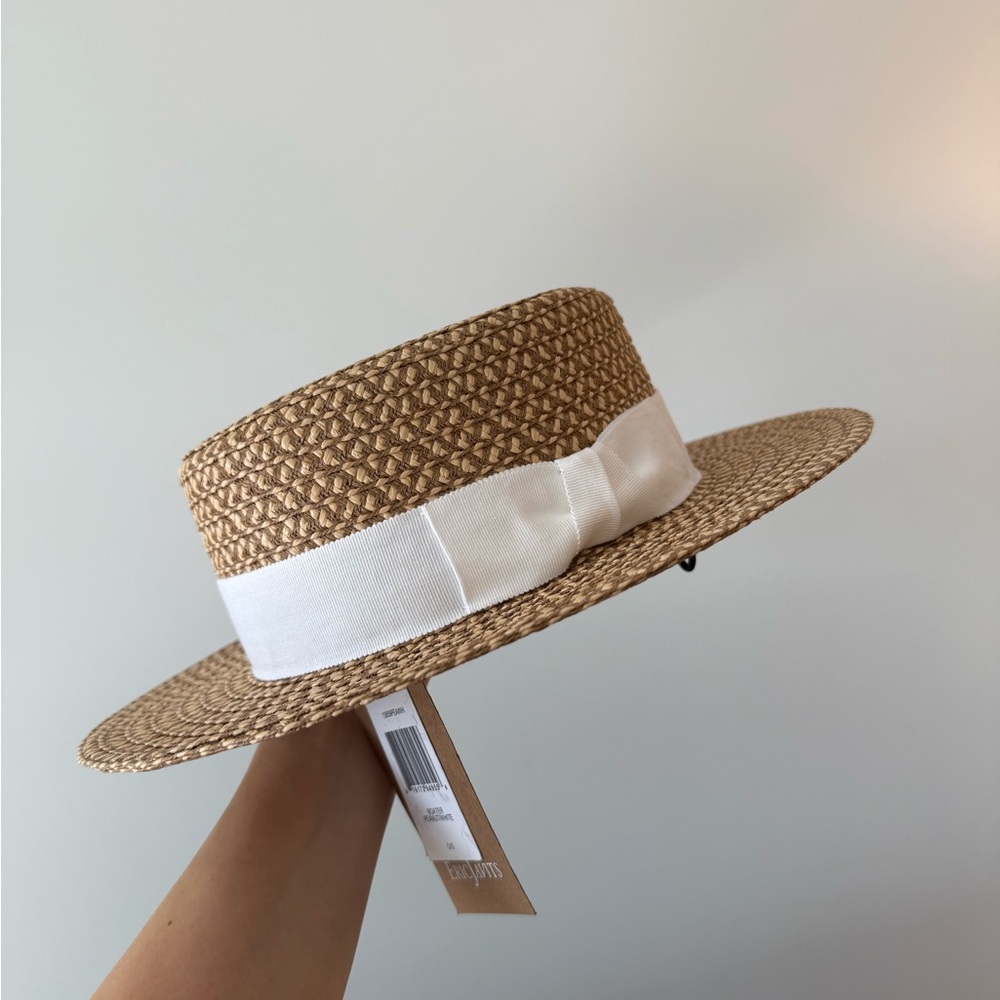 Eric Javits Brown and White Boater Hat